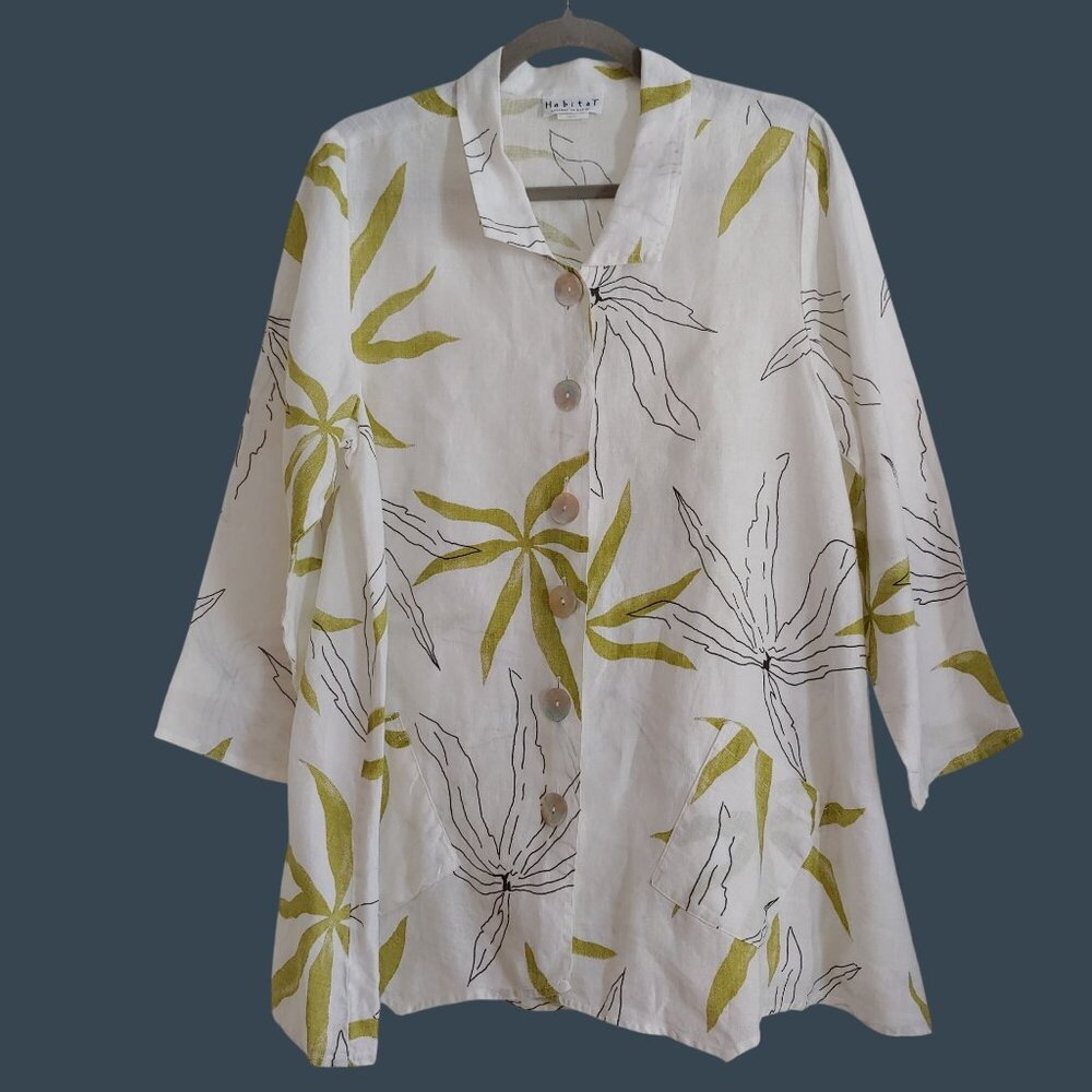 Habitat 100% Linen Floral Lagom Relaxed Oversized Button Shirt S